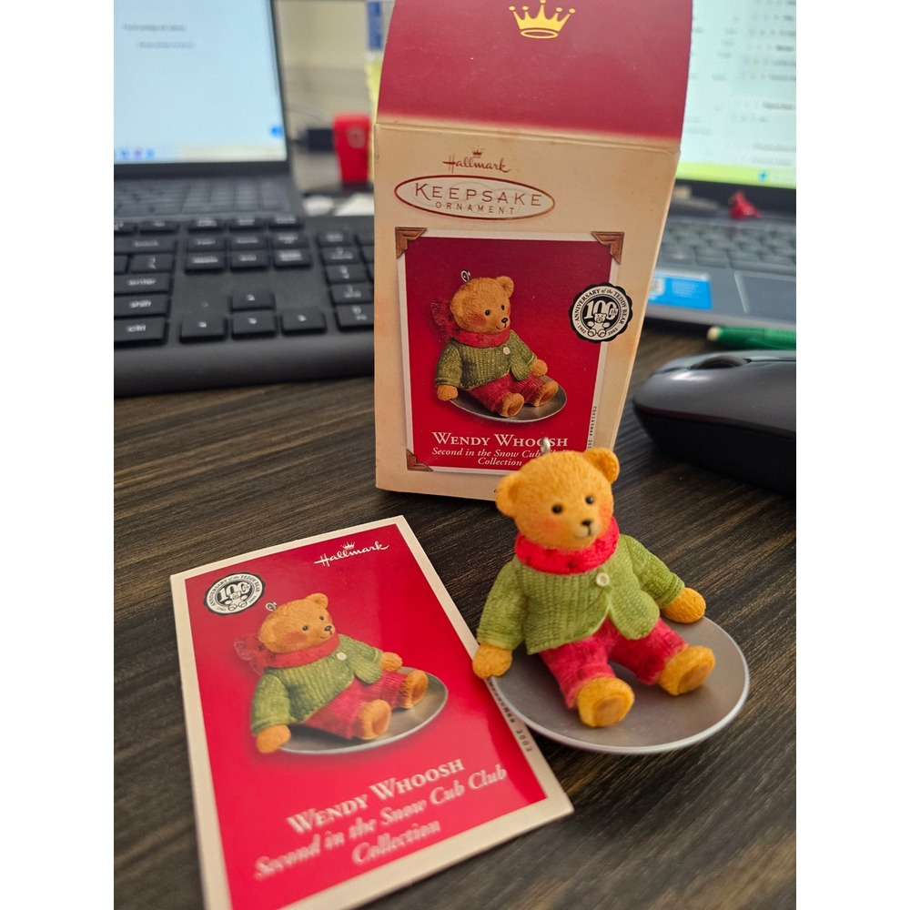2002 Hallmark Keepsake Wendy Whoosh Snow Cub Club‎ Ornament Ed Seale Teddy Bear